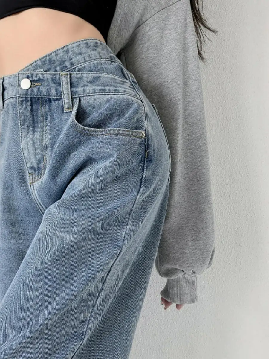 High Waist Straight Leg Jeans Women's Versatile Thin Style Side Button Long Pants Summer Fashion Slimming Wide Leg Floor-Length
High Waist Straight Leg Jeans Women's Versatile Thin Style Side Button Long Pants Summer Fashion Slimming Wide Leg Floor-Length