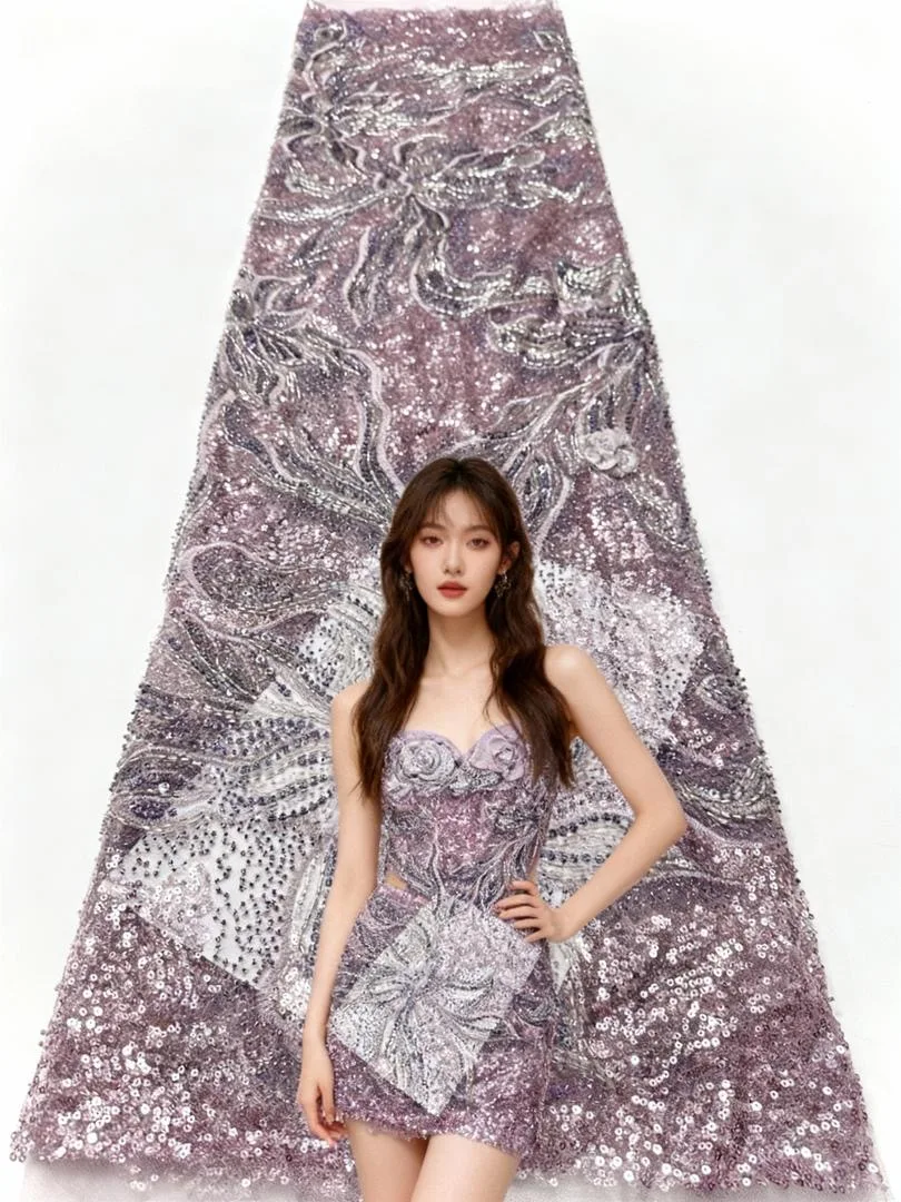 Sequin Luxury Beads Lace African 2025 High Quality 5 Yards Embroidery Sequins Fabric Nigeria For Evening Party Wedding Dresses
Sequin Luxury Beads Lace African 2025 High Quality 5 Yards Embroidery Sequins Fabric Nigeria For Evening Party Wedding Dresses