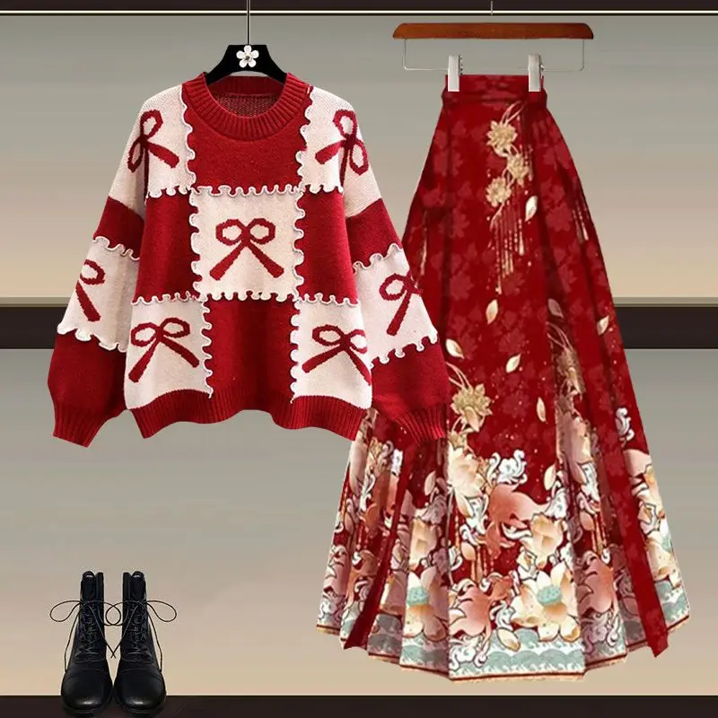 Cisas Aosphere Design Knitted Sweater Red New Year Tailed Skirt Tee Dimensional Knitted Sweater plus Size Women
Cisas Aosphere Design Knitted Sweater Red New Year Tailed Skirt Tee Dimensional Knitted Sweater plus Size Women