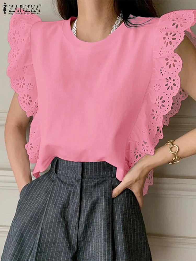 ZANZEA Summer Lace Patchwork Tops Solid Color Sleeveless Women Blouses Fashion OL Work Vintage Blusas Oversize Streetwear Tunic
ZANZEA Summer Lace Patchwork Tops Solid Color Sleeveless Women Blouses Fashion OL Work Vintage Blusas Oversize Streetwear Tunic
