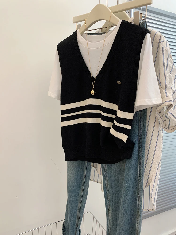 Женская модная полосатая футболка больших размеров Blo ort Sve, свободный утягивающий вязаный топ из ледяного шелка, летняя повседневная одежда
Женская модная полосатая футболка больших размеров Blo ort Sve, свободный утягивающий вязаный топ из ледяного шелка, летняя повседневная одежда