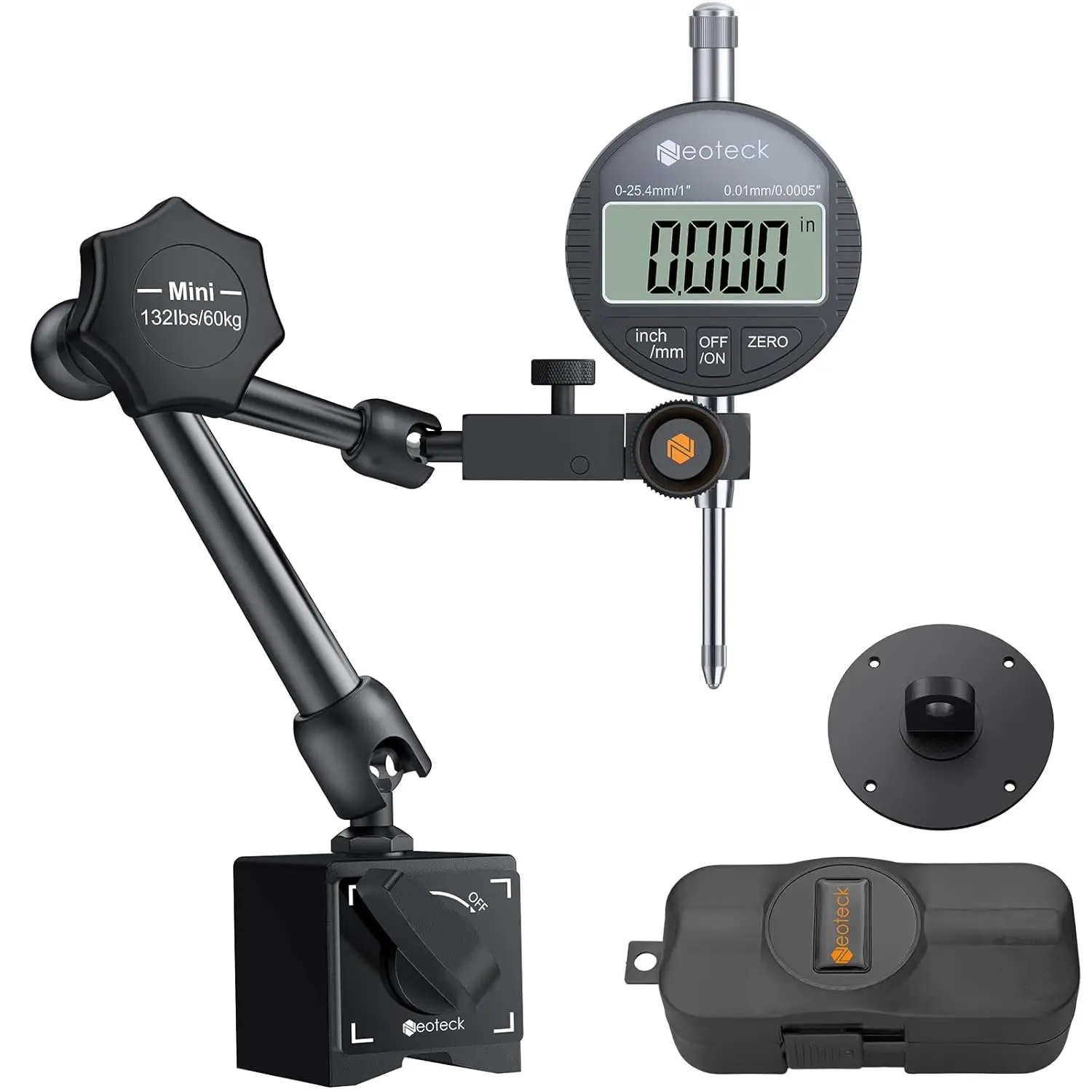 Neoteck 0-1/0.0005" Digital Dial Indicator with 132 lbs Magnetic Base,Inch/Metric,for 3D Printers & CNC Machines - Black
Neoteck 0-1/0.0005" Digital Dial Indicator with 132 lbs Magnetic Base,Inch/Metric,for 3D Printers & CNC Machines - Black