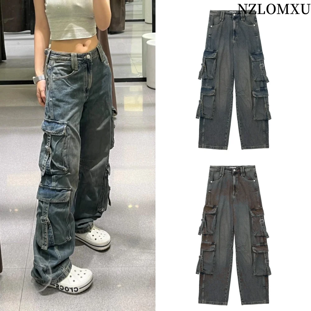 2025 Spring Autumn Woman Pocket Workwear Denim Cargo Long Pants Fashion Mid Waist Vintage Casual Street Loose Trousers
2025 Spring Autumn Woman Pocket Workwear Denim Cargo Long Pants Fashion Mid Waist Vintage Casual Street Loose Trousers