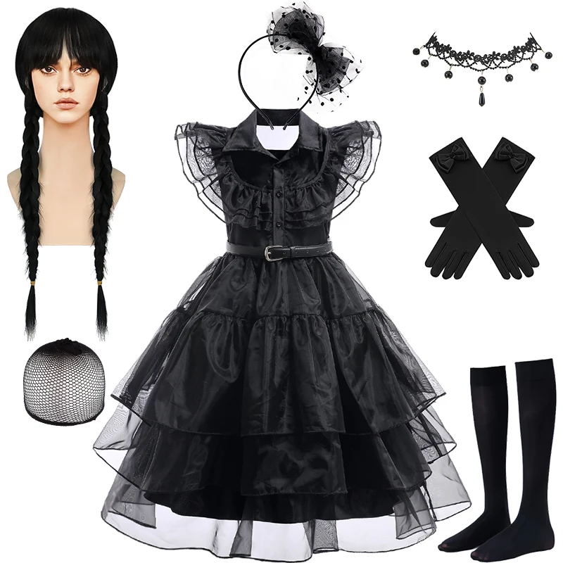 Luxury Black Long Tiered Gothic Dress for Girls 2-12Years Festival Children's Halloween Cosplay Masquerade Elegant Party Dresses
Luxury Black Long Tiered Gothic Dress for Girls 2-12Years Festival Children's Halloween Cosplay Masquerade Elegant Party Dresses