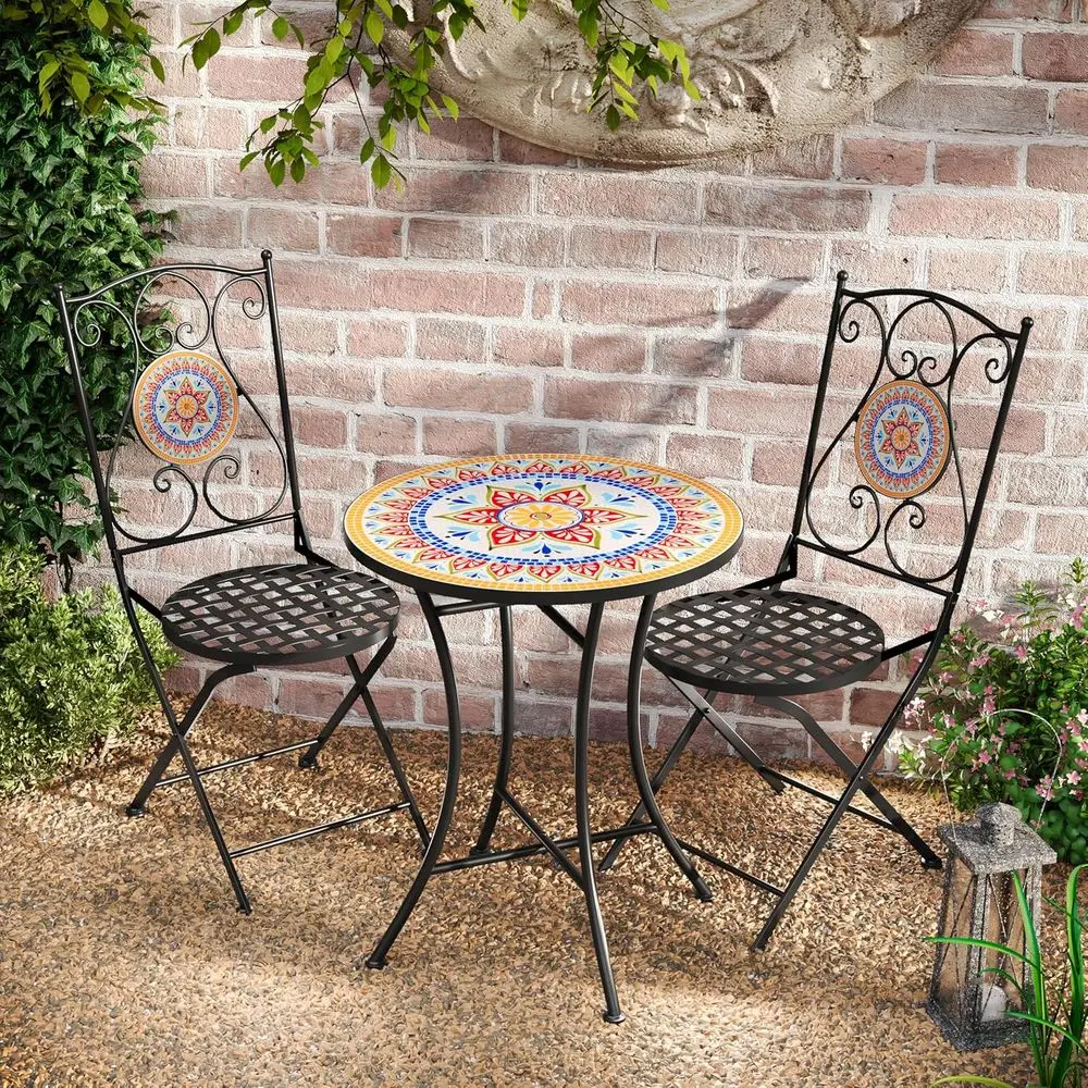 2-Seater Round Top Patio Bistro Set with Iron Mesh Chairs, Black and Red, Ideal for Garden or Balcony
2-Seater Round Top Patio Bistro Set with Iron Mesh Chairs, Black and Red, Ideal for Garden or Balcony