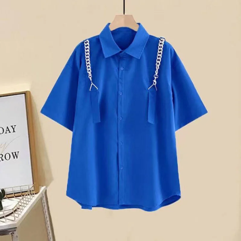 2023 New Summer Fashion Design Sense Niche Chain Short Sleeved Top Korean Version Loose Casual Solid Color Versatile Work Shirt
2023 New Summer Fashion Design Sense Niche Chain Short Sleeved Top Korean Version Loose Casual Solid Color Versatile Work Shirt