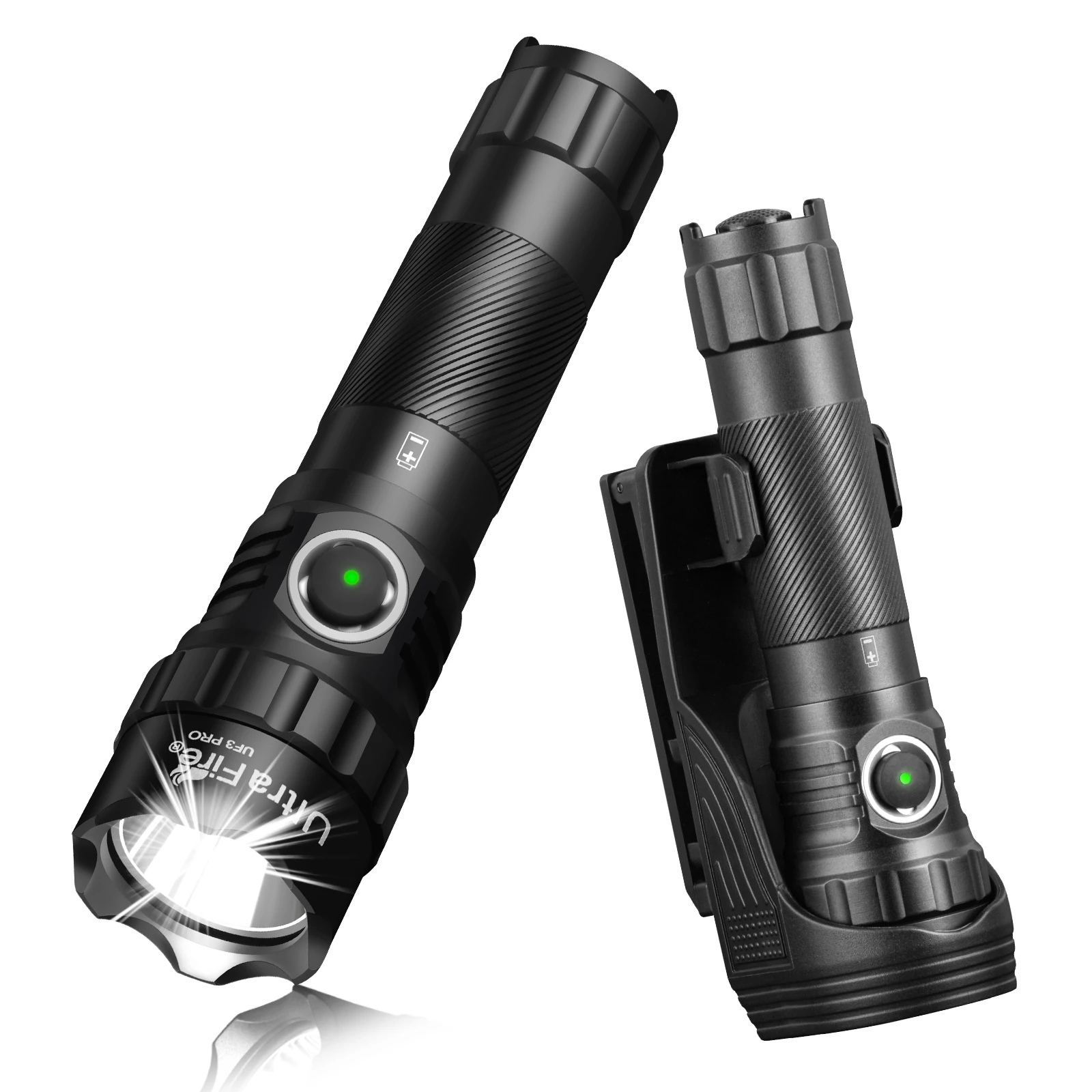 UltraFire UF3 Pro Tactical Flashlight with Belt Holster 3 Modes 1800LM Powerful 21700 USB-C Rechargeable Police LED Flashlights
UltraFire UF3 Pro Tactical Flashlight with Belt Holster 3 Modes 1800LM Powerful 21700 USB-C Rechargeable Police LED Flashlights