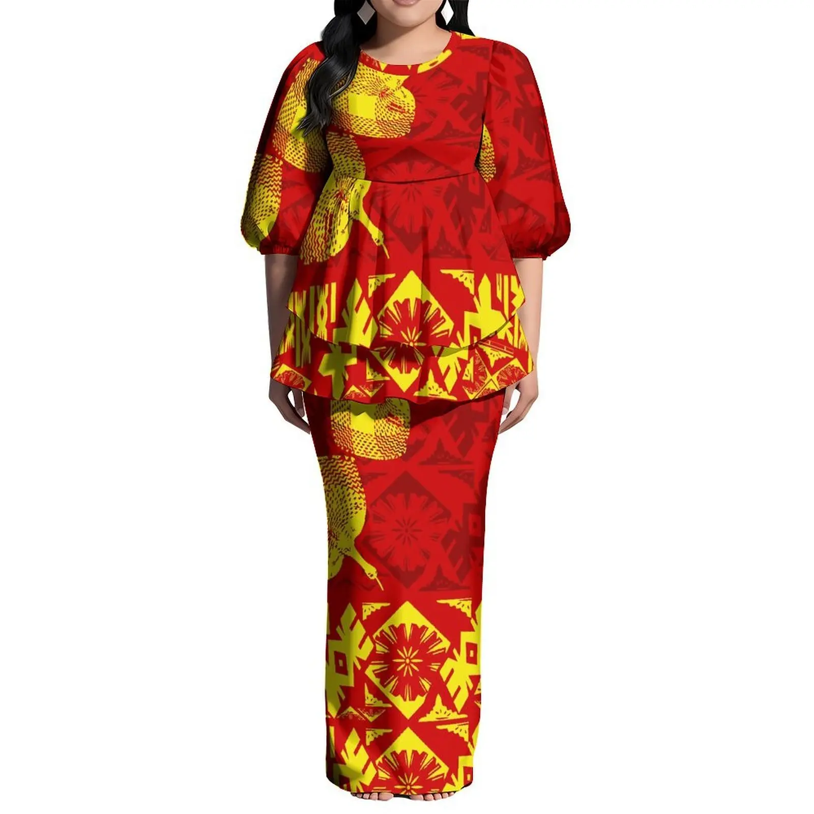 Loose Top Women'S Clothing Best-Selling Puletasi Round-Neck Polynesian Mid-Length Sleeve Artistic Design Bubble Sleeves
Loose Top Women'S Clothing Best-Selling Puletasi Round-Neck Polynesian Mid-Length Sleeve Artistic Design Bubble Sleeves