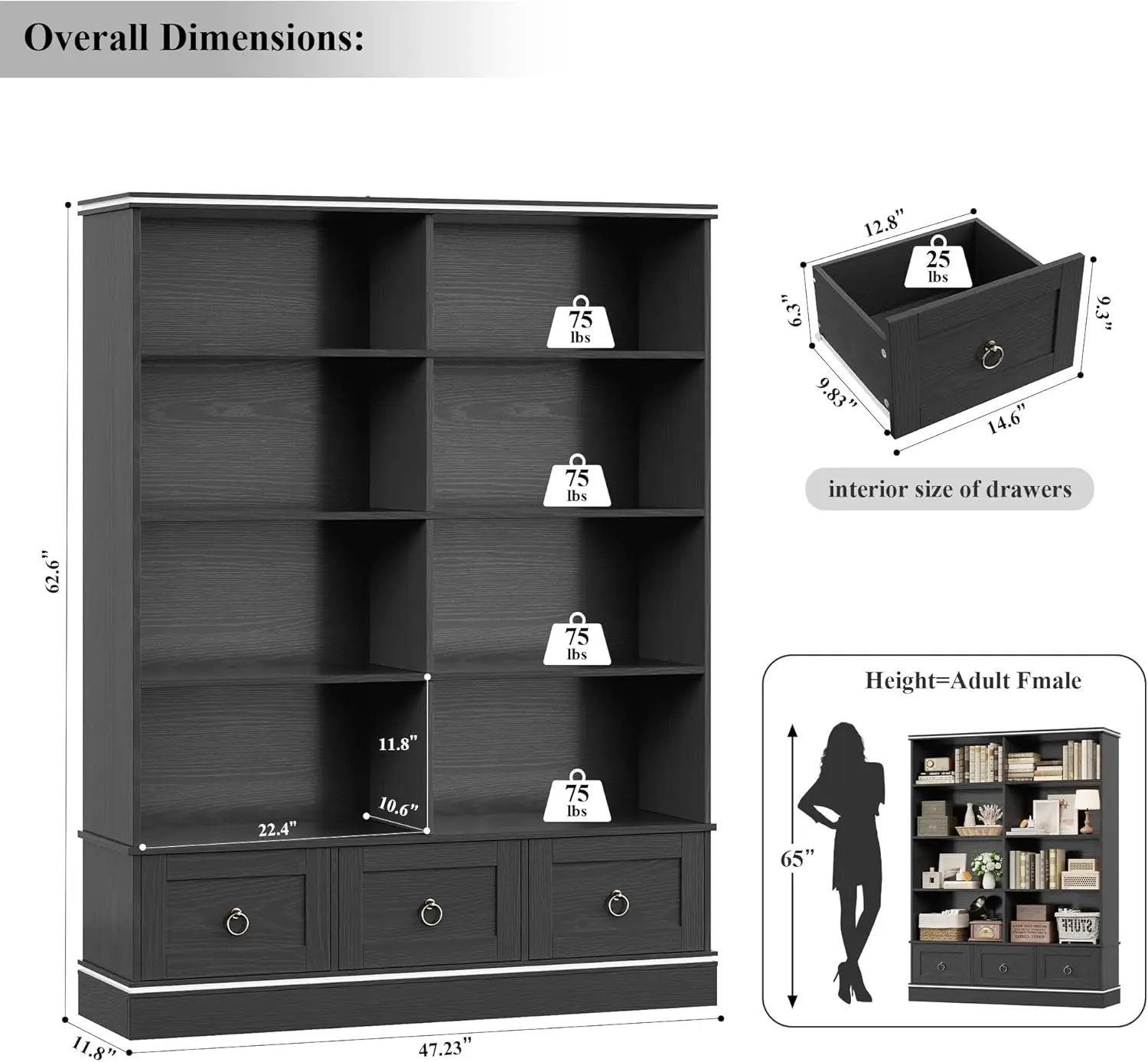 Hostack Farmhouse Bookshelf And Bookcase, 47"" Wide Bookcase With Drawers, 5 Tier Book Shelves With Storage, Large Display
Hostack Farmhouse Bookshelf And Bookcase, 47"" Wide Bookcase With Drawers, 5 Tier Book Shelves With Storage, Large Display