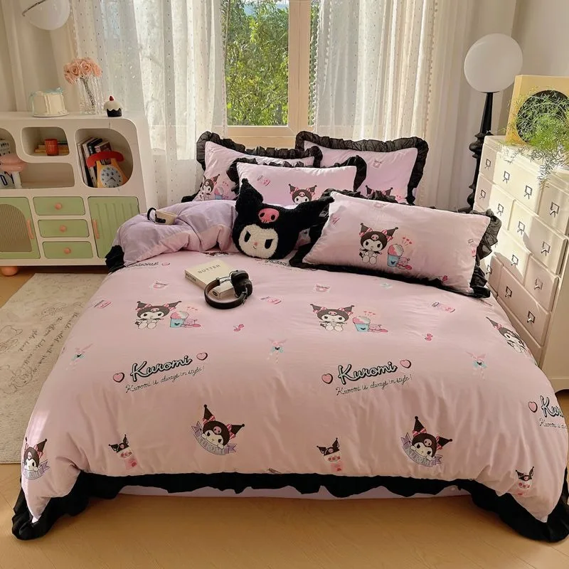 Sanrio all cotton edge three-piece set cartoon Kuromi My melody children's quilt cover bed sheet four-piece set home bedding
Sanrio all cotton edge three-piece set cartoon Kuromi My melody children's quilt cover bed sheet four-piece set home bedding