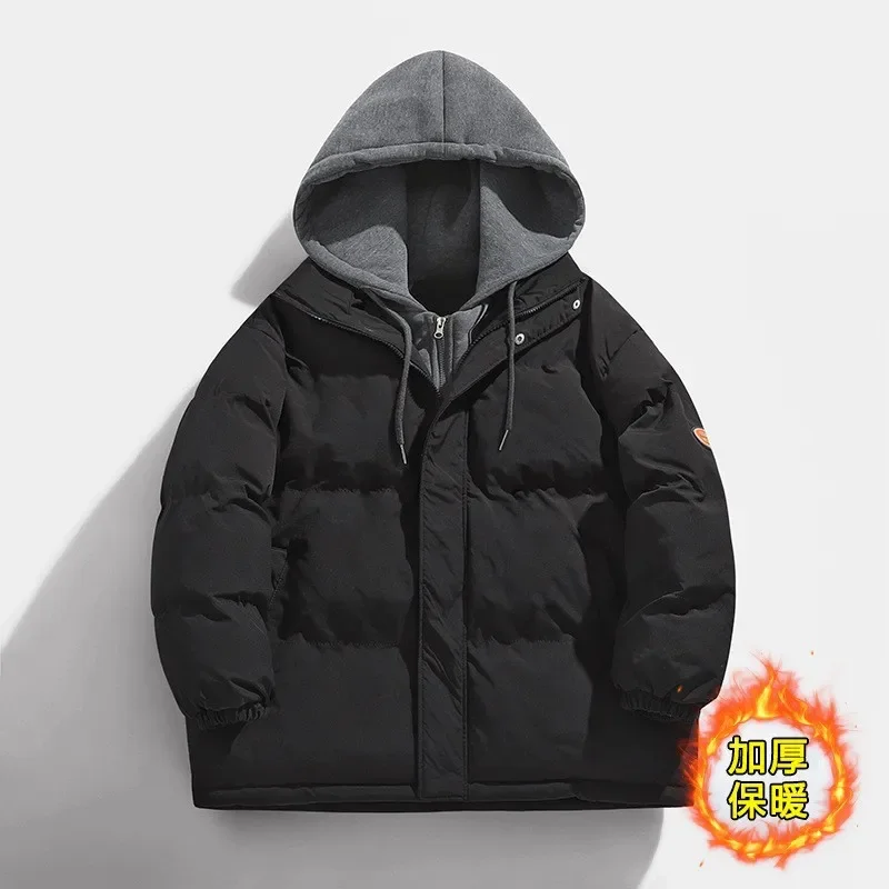 Korean and Japanese Winter Men's Large-size New Style False Two-piece Hooded Trendy Couple's Bread Cotton-padded Jacket.
Korean and Japanese Winter Men's Large-size New Style False Two-piece Hooded Trendy Couple's Bread Cotton-padded Jacket.