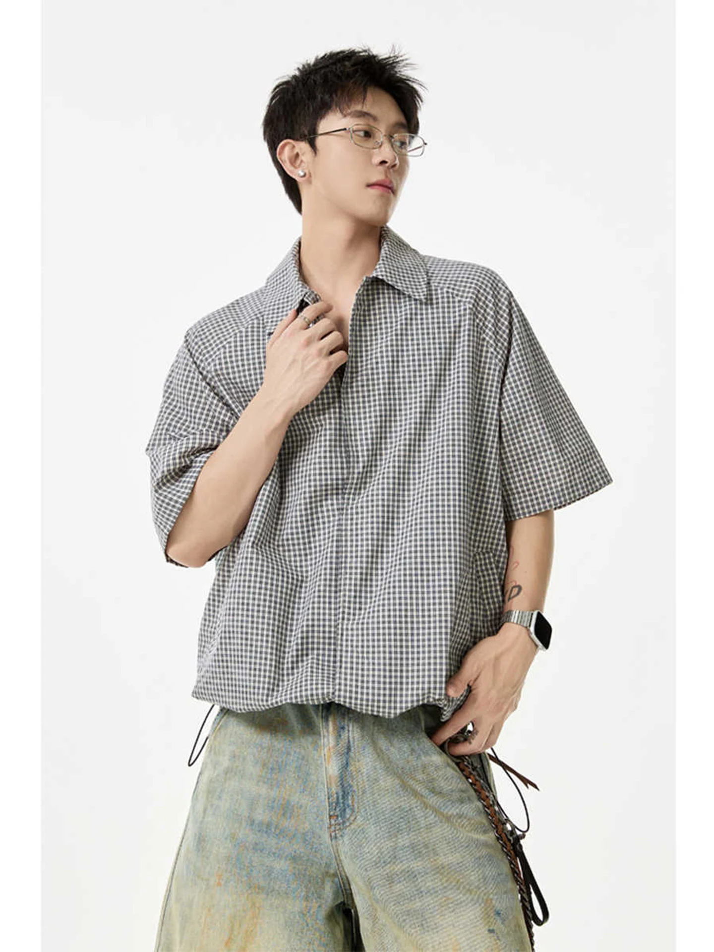 American Plaid ort Sve Casual irt Men's Loose Design Versatile Turn-down Collar f Sve irt Summer Leisure Jaet
American Plaid ort Sve Casual irt Men's Loose Design Versatile Turn-down Collar f Sve irt Summer Leisure Jaet