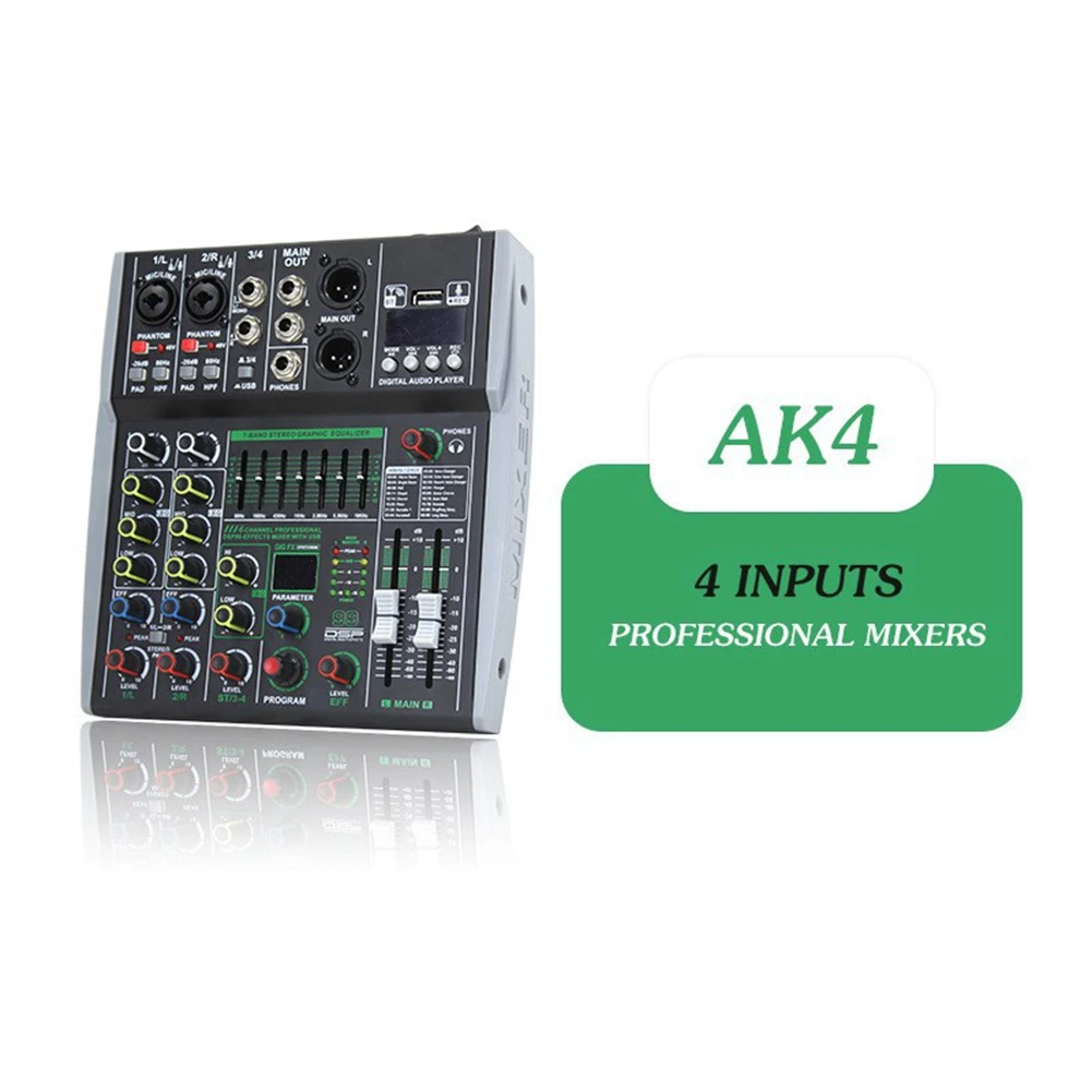 HOT!A72T Professional 4-Channel Mixer Built-In 16DSP 7-Segment Balanced Effect Bluetooth Support Recording Audio Mixer
HOT!A72T Professional 4-Channel Mixer Built-In 16DSP 7-Segment Balanced Effect Bluetooth Support Recording Audio Mixer