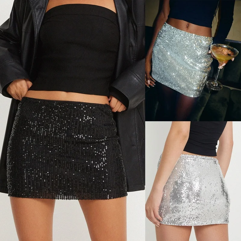 Women Shiny Sequins Mini Skirt Summer Sexy Low Waist Elastic Bodycon Skirt for Beaches Club Streetwear Glitters Short Skirt
Women Shiny Sequins Mini Skirt Summer Sexy Low Waist Elastic Bodycon Skirt for Beaches Club Streetwear Glitters Short Skirt