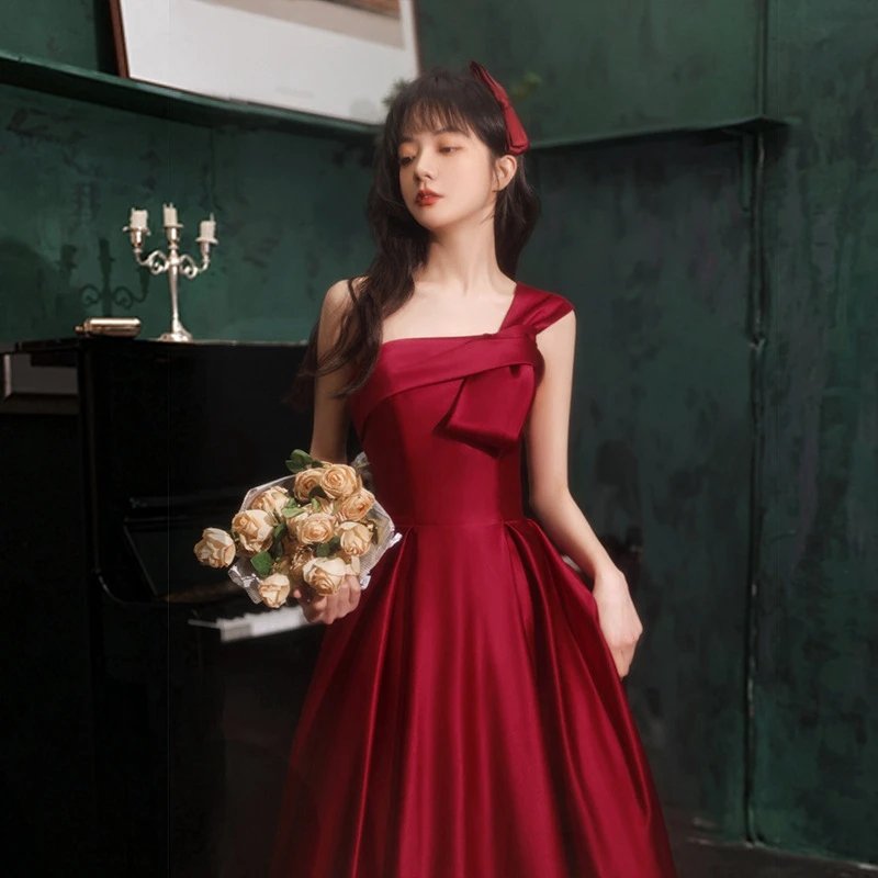 Toast Dress Bride 2023 New Burgundy Backless Strapless Evening Dresses Fall Engagement Wedding Satin Wedding Evening Dress
Toast Dress Bride 2023 New Burgundy Backless Strapless Evening Dresses Fall Engagement Wedding Satin Wedding Evening Dress