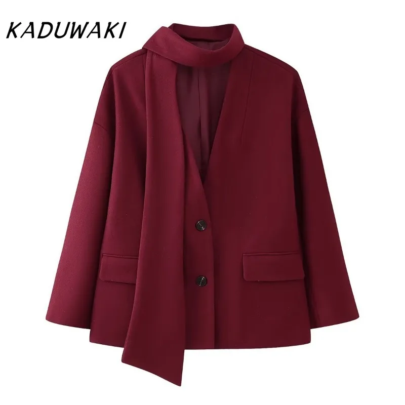 KADUWAK Autumn Solid Color Scarf Collar Long Sleeve Loose Tops Fashion Simple Single-breasted Commuter Tweed Coat Пиджак Женский
KADUWAK Autumn Solid Color Scarf Collar Long Sleeve Loose Tops Fashion Simple Single-breasted Commuter Tweed Coat Пиджак Женский