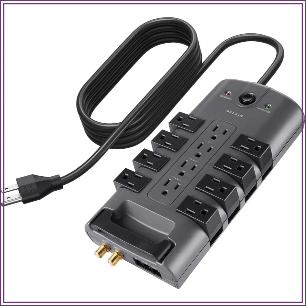 8 Rotating & 4 Standard Outlets Surge Protector Power Strip, 8ft Extension Cord with Flat Pivot Plug, 4320 Joules
8 Rotating & 4 Standard Outlets Surge Protector Power Strip, 8ft Extension Cord with Flat Pivot Plug, 4320 Joules