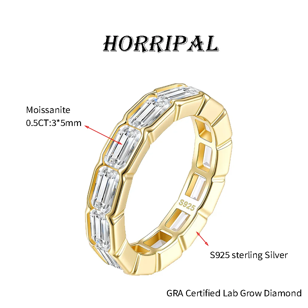 HORRIPAL D VVS1 Full Emerald Cut Moissanite Row Rings for Man Women GRA S925 Sterling Silver Luxury Engagement Band Fine Jewelry
HORRIPAL D VVS1 Full Emerald Cut Moissanite Row Rings for Man Women GRA S925 Sterling Silver Luxury Engagement Band Fine Jewelry