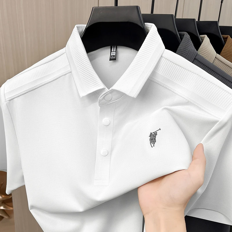 Solid Color Short Sleeved Polo Shirt, Men's Summer Breathable Cool Feeling, Business Casual Loose T-shirt Top
Solid Color Short Sleeved Polo Shirt, Men's Summer Breathable Cool Feeling, Business Casual Loose T-shirt Top