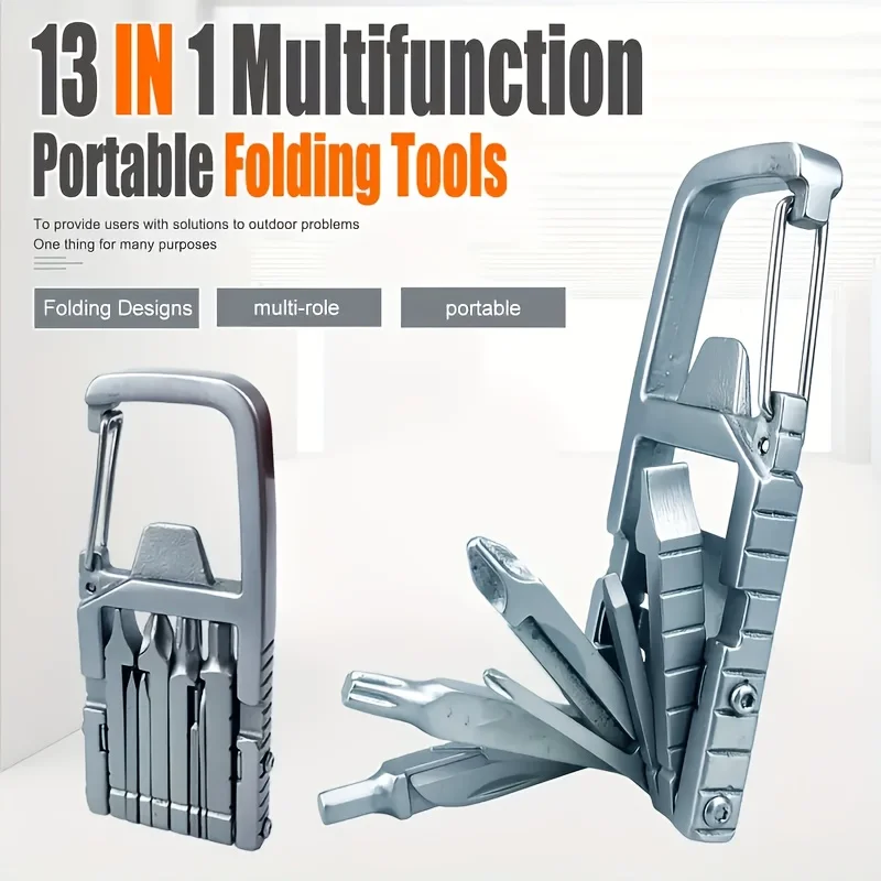 13 in 1 Multi-Tool Carabiner Folding Tool Kit Keychain Multi-Function Screwdriver Bottle Opener for Camping Hiking Daily Use
13 in 1 Multi-Tool Carabiner Folding Tool Kit Keychain Multi-Function Screwdriver Bottle Opener for Camping Hiking Daily Use