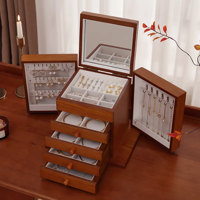 Solid Wood Jewelry Storage Box Drawer Jewellery Organizer Boxes Necklace Earrings Display Case Household Trinket Protect Cases 
Solid Wood Jewelry Storage Box Drawer Jewellery Organizer Boxes Necklace Earrings Display Case Household Trinket Protect Cases