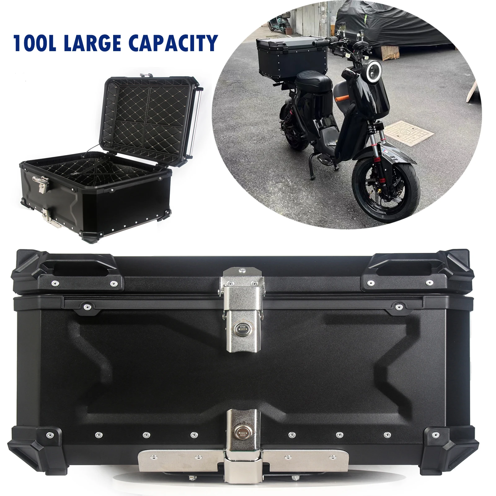 100L Aluminium Alloy Universal Motorcycle Rear Top Luggage Case Storage Tail Toox Box Waterproof Trunk Key Lock Toolbox Black
100L Aluminium Alloy Universal Motorcycle Rear Top Luggage Case Storage Tail Toox Box Waterproof Trunk Key Lock Toolbox Black