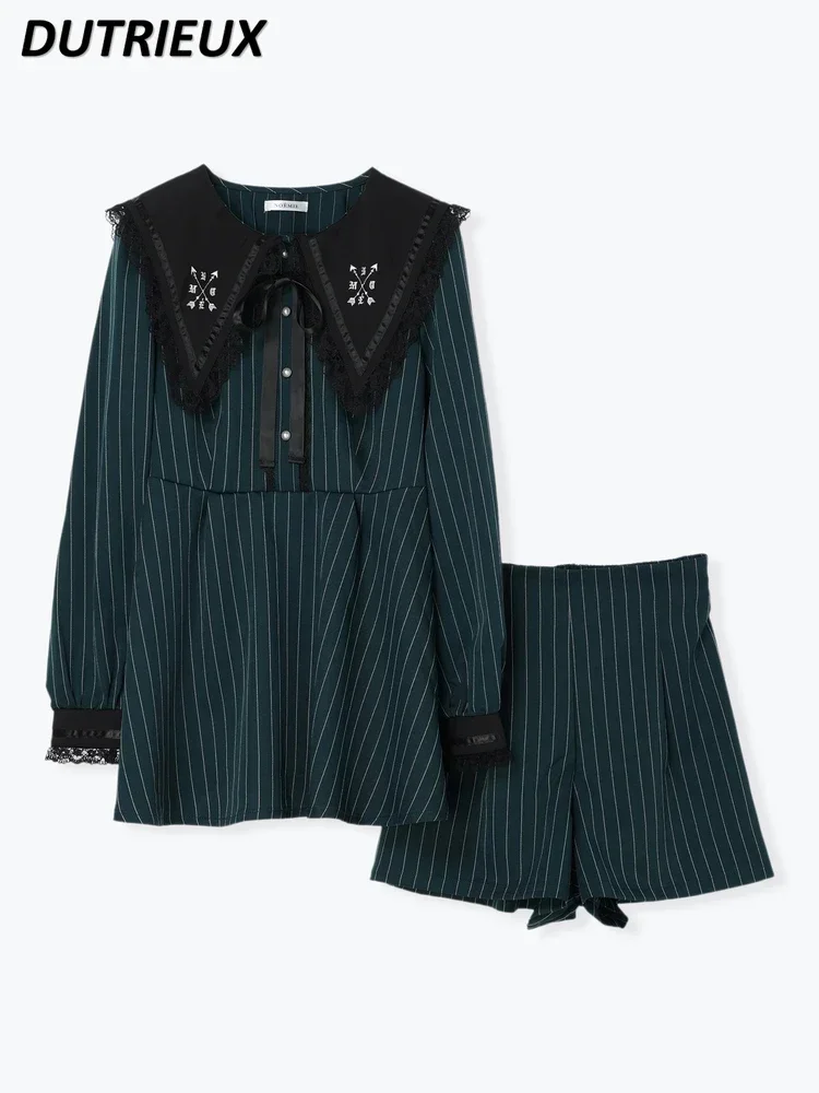 Japanese Style New Sweet Fashion Suit Outfits Mine Triangle Sailor Collar Embroidered Lace Long-Sleeved Shirt and Base Shorts
Japanese Style New Sweet Fashion Suit Outfits Mine Triangle Sailor Collar Embroidered Lace Long-Sleeved Shirt and Base Shorts