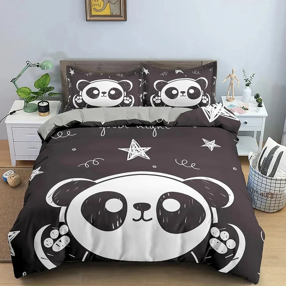 Cute Cartoon Panda Duvet Cover Set Pandas Stars Bedding Sets White Black Comforter Cover Animal Bedspread Cover Full King Size 
Cute Cartoon Panda Duvet Cover Set Pandas Stars Bedding Sets White Black Comforter Cover Animal Bedspread Cover Full King Size