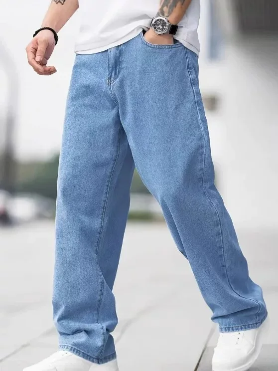 Мужские джинсы American Sle с винтажной талией, повседневные свободные прямые длинные брюки из хлопка и полиэстера, удобные прямые брюки-трубы... 
Мужские джинсы American Sle с винтажной талией, повседневные свободные прямые длинные брюки из хлопка и полиэстера, удобные прямые брюки-трубы...