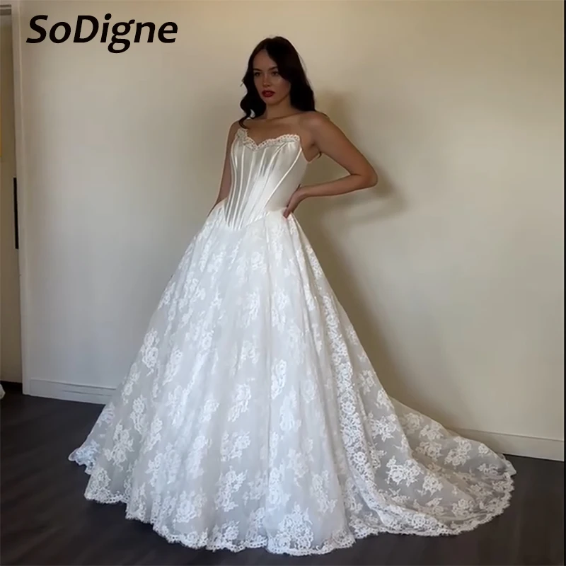SoDigne A-line Satin/Lace Wedding Dresses Sleeveless Bridal Dress Elegant Long Wedding Gown Robe De Mairee Customized
SoDigne A-line Satin/Lace Wedding Dresses Sleeveless Bridal Dress Elegant Long Wedding Gown Robe De Mairee Customized