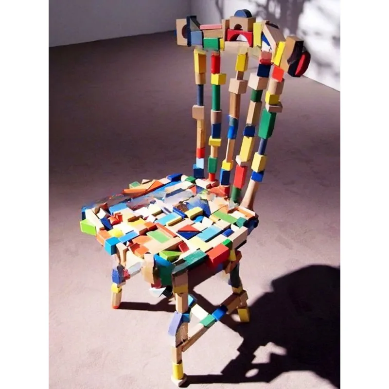 Creative solid wood building block single chair, childlike design sense
Creative solid wood building block single chair, childlike design sense