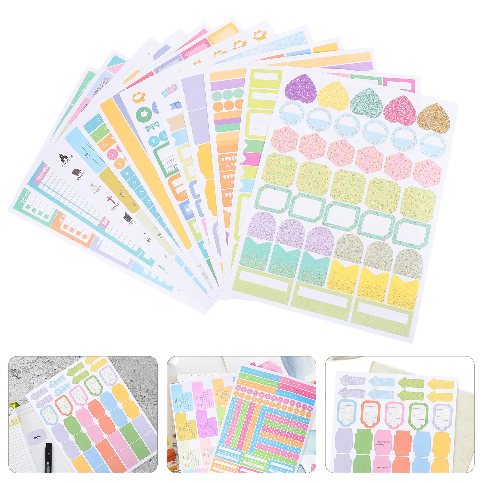 12 Sheets Decorative Planner Stickers Reusable Journal Stickers for Greeting Cards Envelopes Scrapbook Supplies DIY Projects
12 Sheets Decorative Planner Stickers Reusable Journal Stickers for Greeting Cards Envelopes Scrapbook Supplies DIY Projects