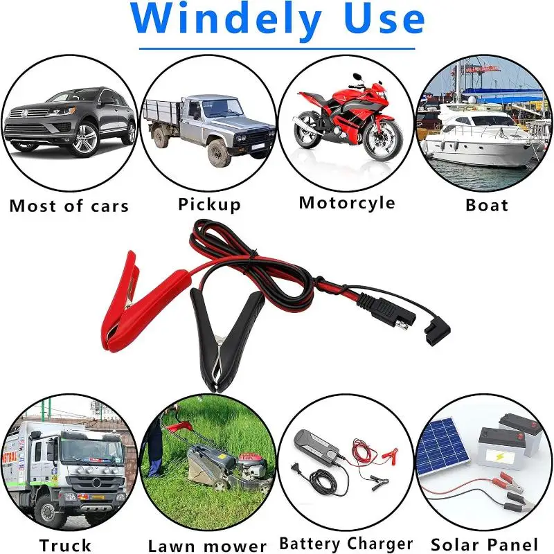 Car Solar Power Charging Extension Cable SAE To Alligator Crocodile Clip Connector Quick Release Quick Disconnect
Car Solar Power Charging Extension Cable SAE To Alligator Crocodile Clip Connector Quick Release Quick Disconnect