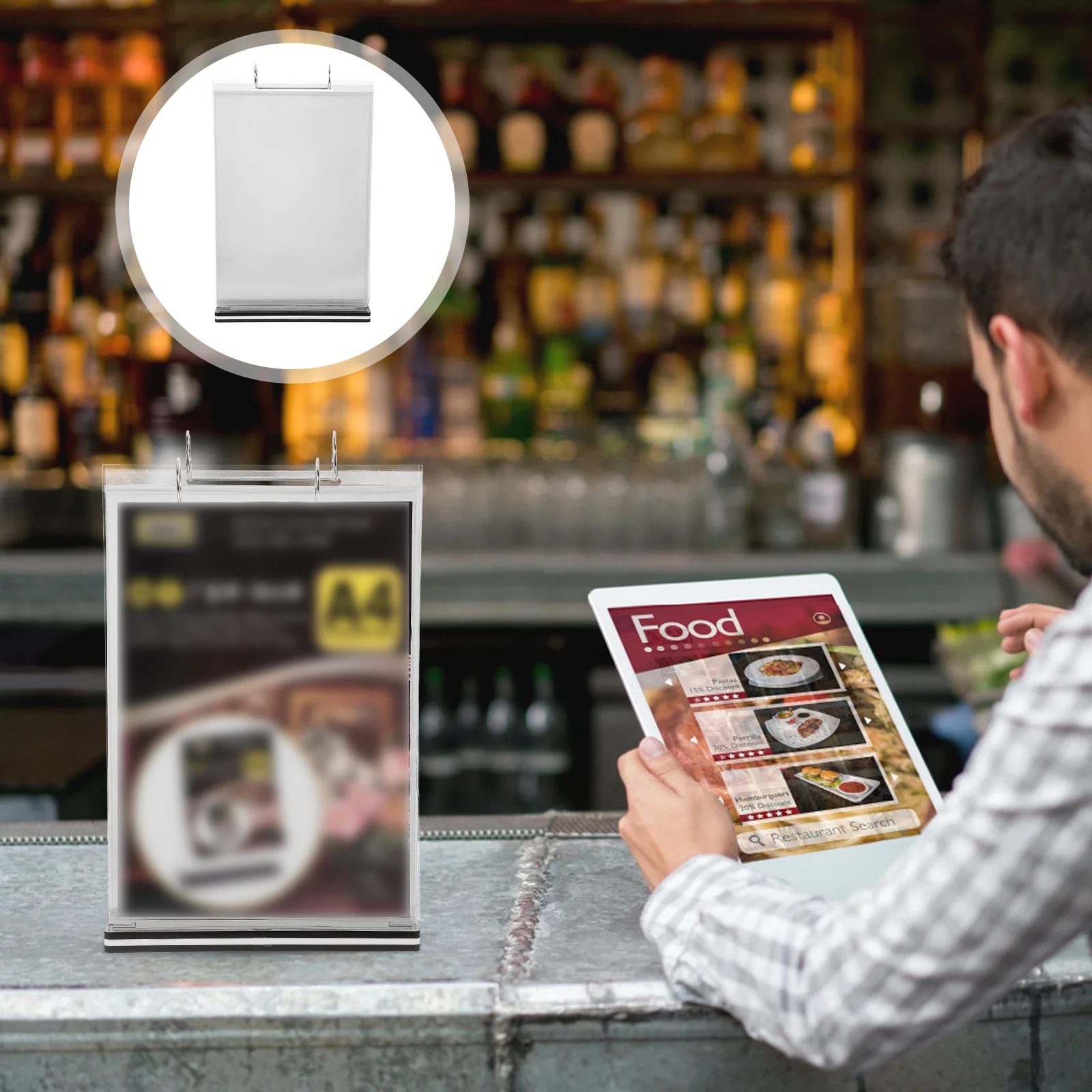 Acrylic Menu Stand Display A4 Flip Reference Document Holder Tabletop Flip Chart Organizer for Supermarket Restaurant Exhibition 
Acrylic Menu Stand Display A4 Flip Reference Document Holder Tabletop Flip Chart Organizer for Supermarket Restaurant Exhibition