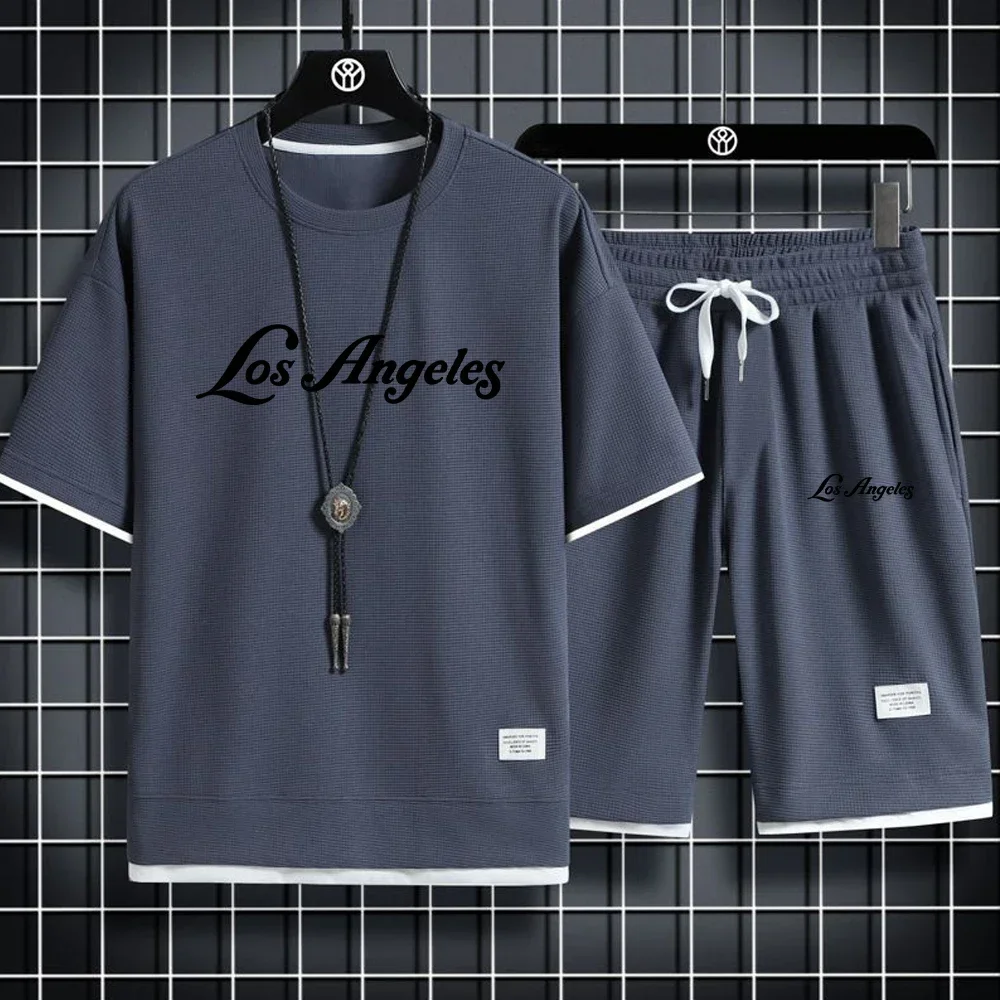 Sports T-shirt and shorts set sports set summer set men's summer set simple casual waffle shaped short sleeved set
Sports T-shirt and shorts set sports set summer set men's summer set simple casual waffle shaped short sleeved set