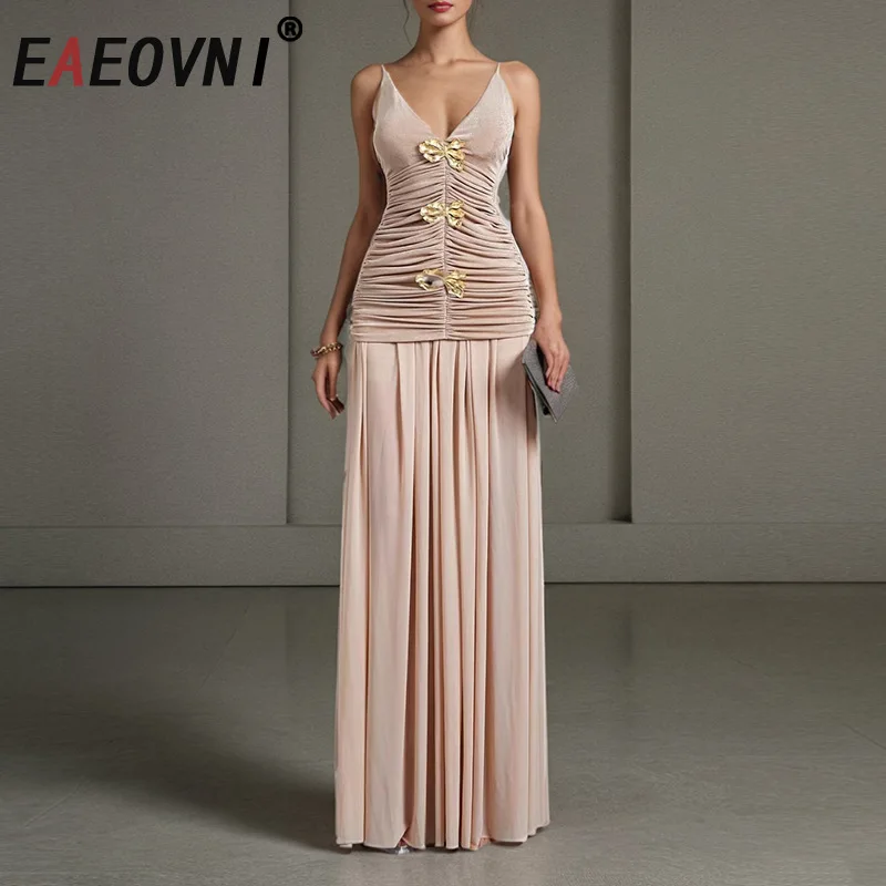 EAEOVNI Elegant Party Women Two Piece Set Sleeveless Folds Patchwork Design Tops + Long Skirt Fashion 2025 New Clothing
EAEOVNI Elegant Party Women Two Piece Set Sleeveless Folds Patchwork Design Tops + Long Skirt Fashion 2025 New Clothing
