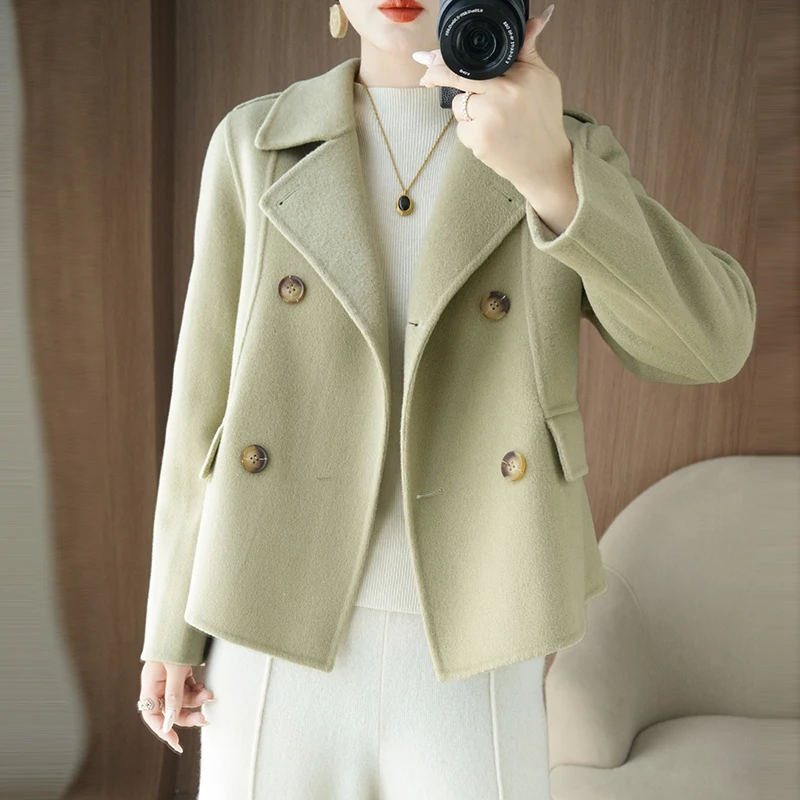 100% Pure Wool Double-Sided Women's Coat Short Double-Breasted Loose Petite Jacket Fashionable Women's Clothing
100% Pure Wool Double-Sided Women's Coat Short Double-Breasted Loose Petite Jacket Fashionable Women's Clothing