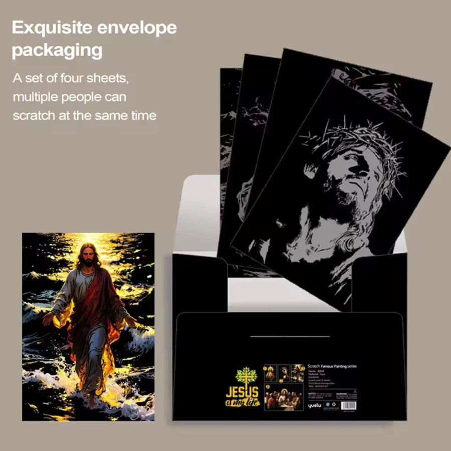 4pcs Jesus Scratch Painting Creative Rainbow Scratch Art DIY Handmade Stress Relief Drawing Kit for Adults Birthday Present
4pcs Jesus Scratch Painting Creative Rainbow Scratch Art DIY Handmade Stress Relief Drawing Kit for Adults Birthday Present