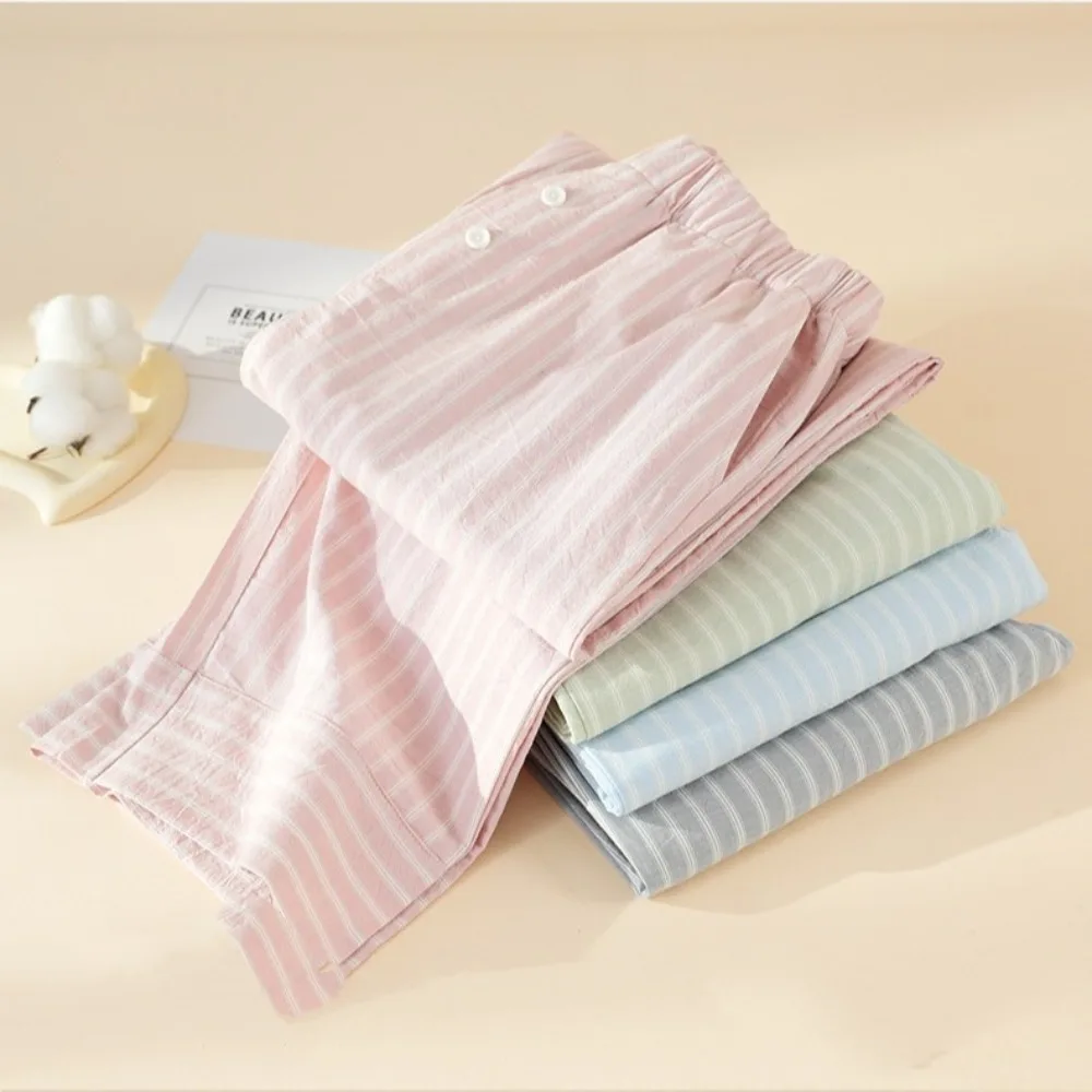 Striped Print Woman Pajama Pants 100% Cotton Elastic Waist Homewear Pants Loose Comfortable Bottom Sleepwear Sleeping Pants
Striped Print Woman Pajama Pants 100% Cotton Elastic Waist Homewear Pants Loose Comfortable Bottom Sleepwear Sleeping Pants