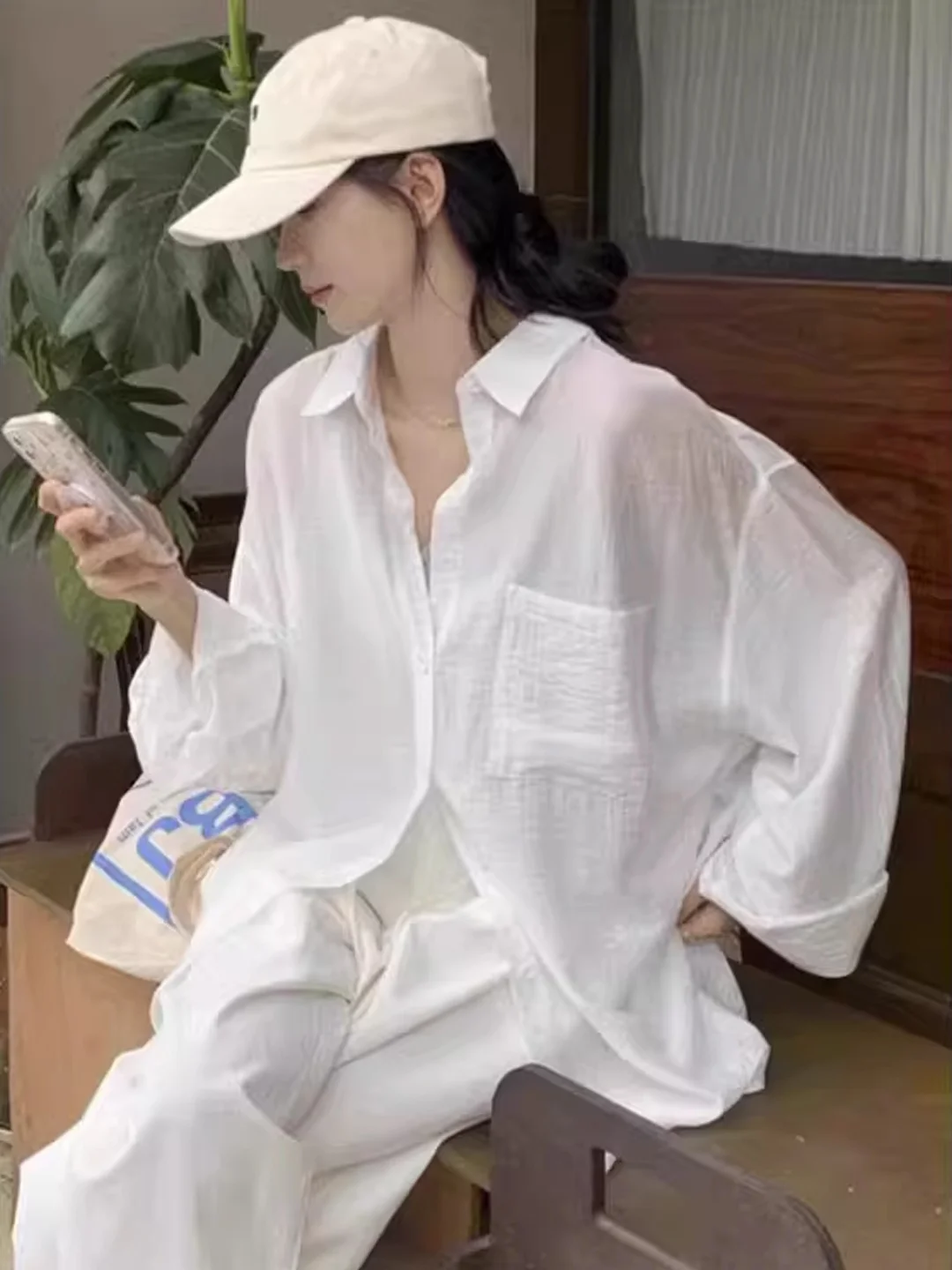 White Sun Protection Shirt Coat Women's Spring Summer Outer Thin Cardigan Loose Slimming Casual Long Sleeve Top
White Sun Protection Shirt Coat Women's Spring Summer Outer Thin Cardigan Loose Slimming Casual Long Sleeve Top