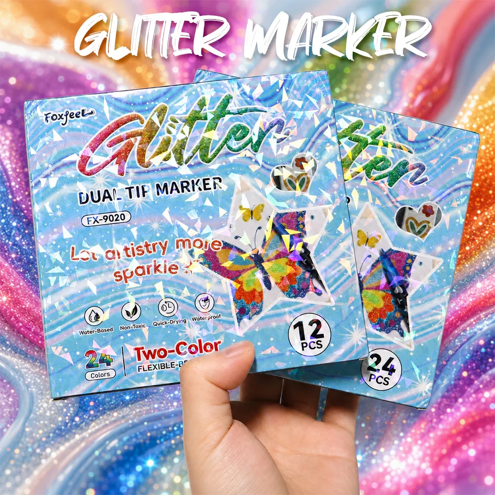 12/24/36/48 Pcs Dual Colors Glitter Marker Pens Waterproof Shimmer Pens Journal Scrapbook Decor DIY Crafts Art Drawing Supplies
12/24/36/48 Pcs Dual Colors Glitter Marker Pens Waterproof Shimmer Pens Journal Scrapbook Decor DIY Crafts Art Drawing Supplies