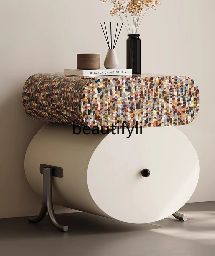 Italian minimalist rainbow bedside table master bedroom bedside light luxury high-end storage locker
Italian minimalist rainbow bedside table master bedroom bedside light luxury high-end storage locker