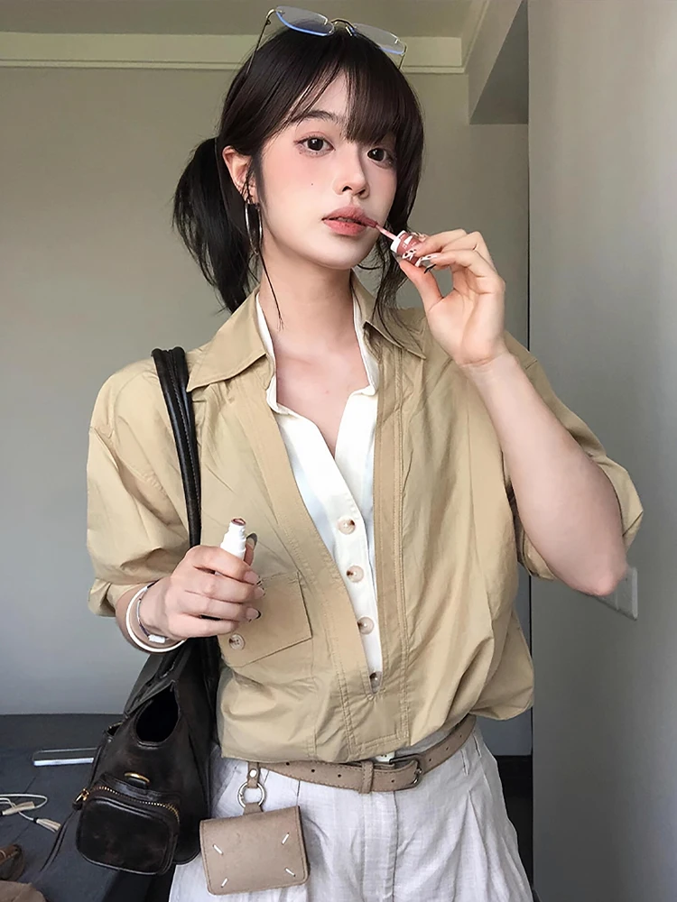 Retro Color Blo Fake Two-Piece irt Loose Men's irt Autumn Casual Sle Couple's Loose Fit Breathable Polyester
Retro Color Blo Fake Two-Piece irt Loose Men's irt Autumn Casual Sle Couple's Loose Fit Breathable Polyester