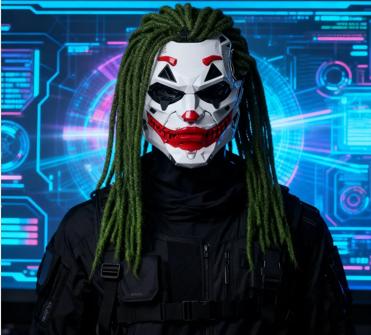 Horror Punk Mask Cosplay Costume Helmet Mask with Green Dreadlocks for Women Men Costume Props for Halloween Stage Events
Horror Punk Mask Cosplay Costume Helmet Mask with Green Dreadlocks for Women Men Costume Props for Halloween Stage Events