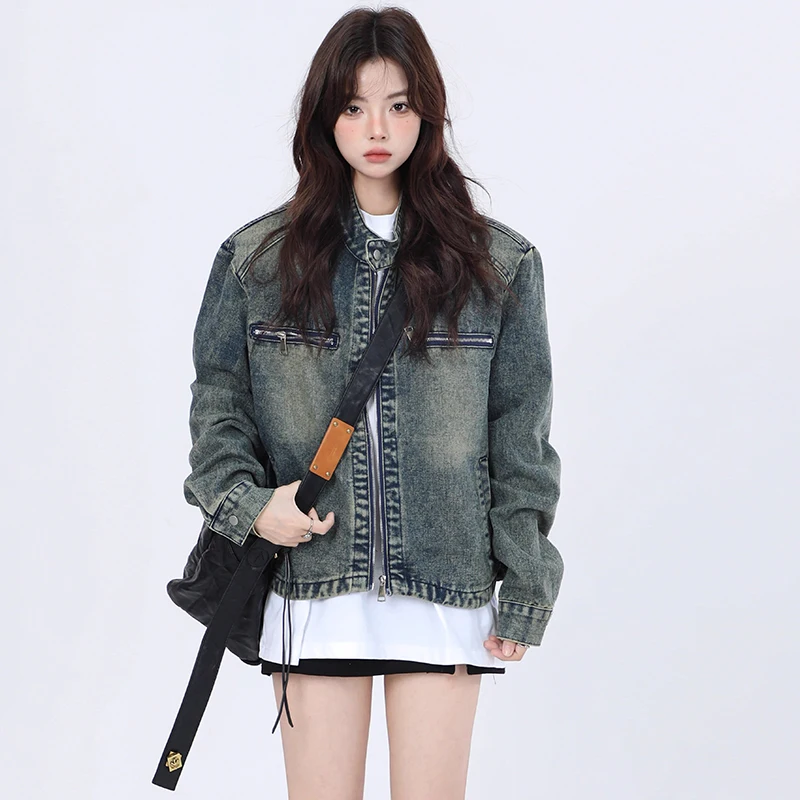 Washed American Retro Denim Jacket Women's Spring Autumn Loose Fit plus Size Jacket Casual Style Thin Material Long Sleeve
Washed American Retro Denim Jacket Women's Spring Autumn Loose Fit plus Size Jacket Casual Style Thin Material Long Sleeve