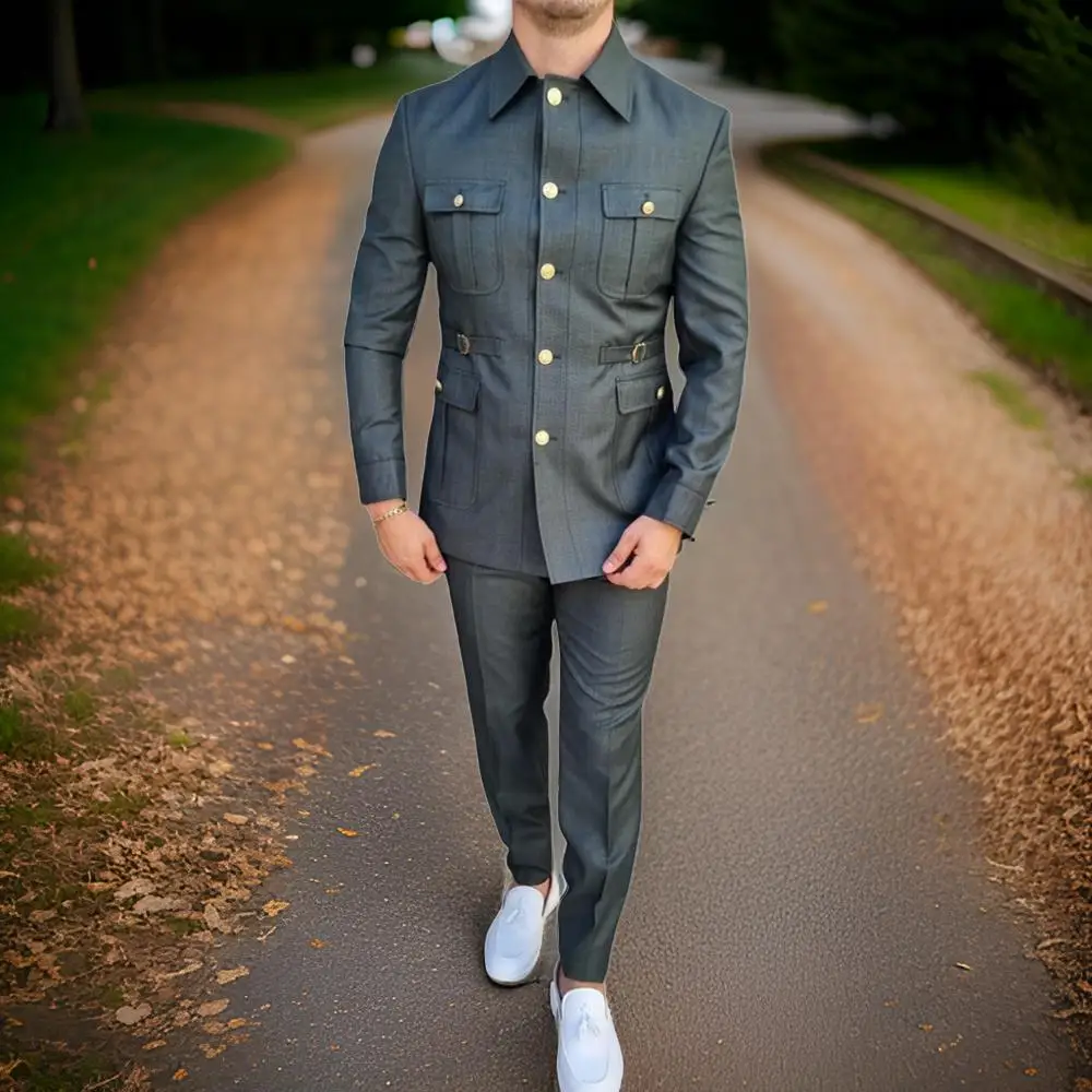 2 Pcs Safari Men Suits for Prom Outdoor with Stand Collar Single Breasted Jacket with Pants Custom Made Wedding Tuxedo
2 Pcs Safari Men Suits for Prom Outdoor with Stand Collar Single Breasted Jacket with Pants Custom Made Wedding Tuxedo