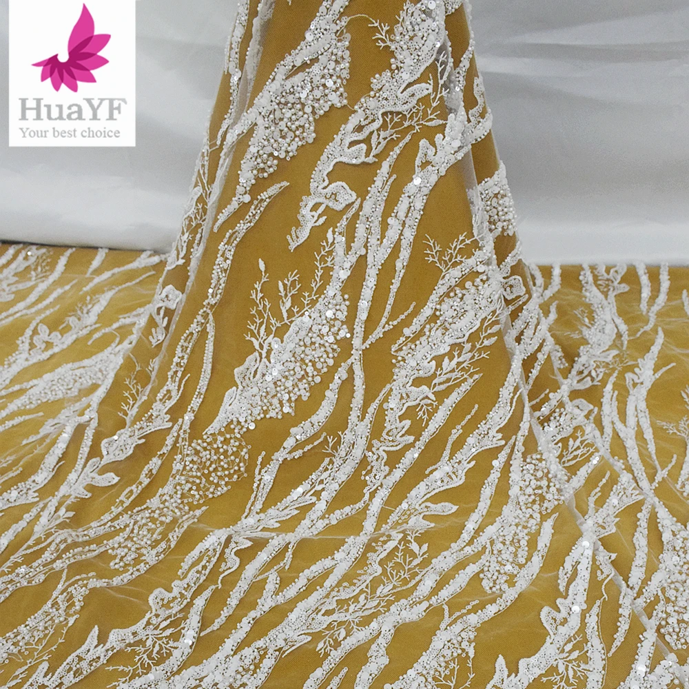 White Luxury Fashion Bridal Beaded Tulle Lace For French Women Wedding Fabrics HY1979-2
White Luxury Fashion Bridal Beaded Tulle Lace For French Women Wedding Fabrics HY1979-2