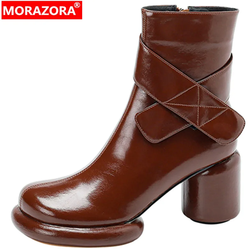 MORAZORA 2024 New Platform Genuine Leather Women Boots Round High Heels Zipper Shoes Ladies Spring Autumn Ankle Boots
MORAZORA 2024 New Platform Genuine Leather Women Boots Round High Heels Zipper Shoes Ladies Spring Autumn Ankle Boots