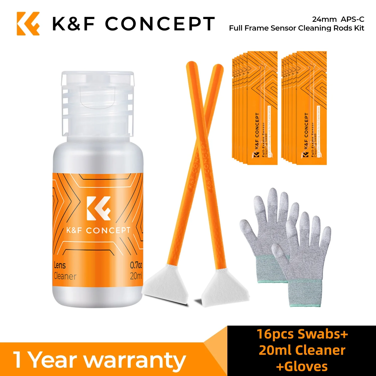K&F Concept 16pcs 16mm APS-C/24mm Full-Frame Sensor Cleaning Swabs Dry CCD CMOS Clean Swabs+20ML Cleaner+Gloves for DSLR Camera
K&F Concept 16pcs 16mm APS-C/24mm Full-Frame Sensor Cleaning Swabs Dry CCD CMOS Clean Swabs+20ML Cleaner+Gloves for DSLR Camera