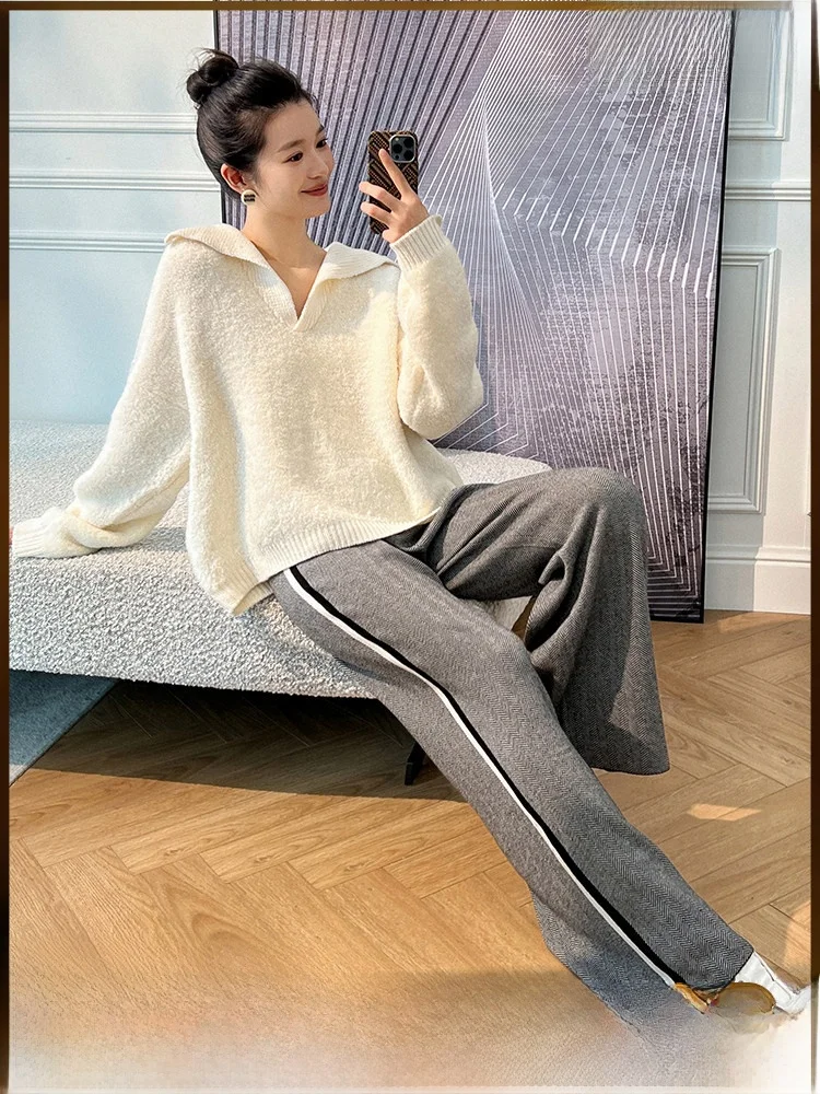 MeiYang Windsor Woolen Knitted Pants Machine Washable Straight Leg High Waist Casual Trousers Ladies' All-Match Simple Style
MeiYang Windsor Woolen Knitted Pants Machine Washable Straight Leg High Waist Casual Trousers Ladies' All-Match Simple Style